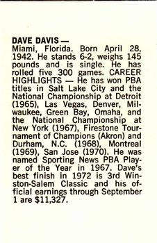 1973 PBA Bowling #NNO Dave Davis Back